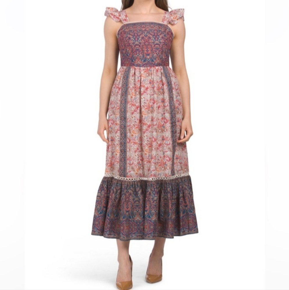 Haute Hippie Flutter Sleeve Ruffle Dress 6 Prairie Cottagecore NEW NWT